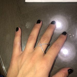 Gold plated X ring with CZ